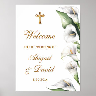 Calla Lilien Religiöse Hochzeitsbegrüßung Poster