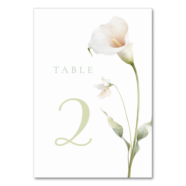 Calla-Lilien-Tisch 2 Tischnummer (Vorderseite)