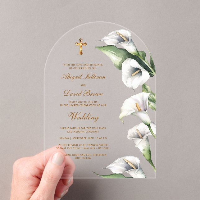 Calla Lilies Arch Religious Wedding Acryleinladungen (Insitu (Handheld))