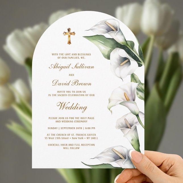 Calla Lilies Arch Religious Wedding Einladung (Von Creator hochgeladen)