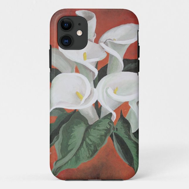 Calla Lilies auf einem roten Hintergrund Case-Mate iPhone Hülle (Rückseite)