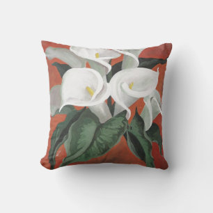 Calla Lilies auf einem roten Hintergrund Kissen