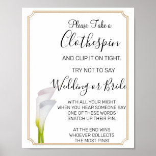 Calla Lilies Clothespin Brautparty Poster