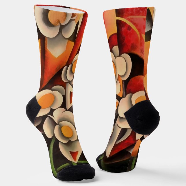 Calla Lilies Geometrische Kunst Abstrakt in braune Socken (Gewinkelt)