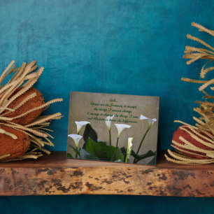 Calla Lilies Inspirational Serenity Gebet Fotoplatte