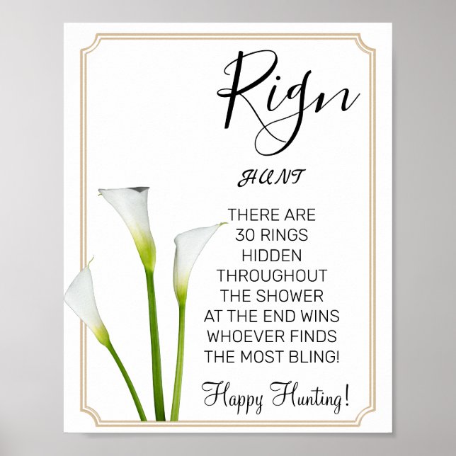 Calla Lilies Ring Brautparty Spielzeichen Poster (Vorne)