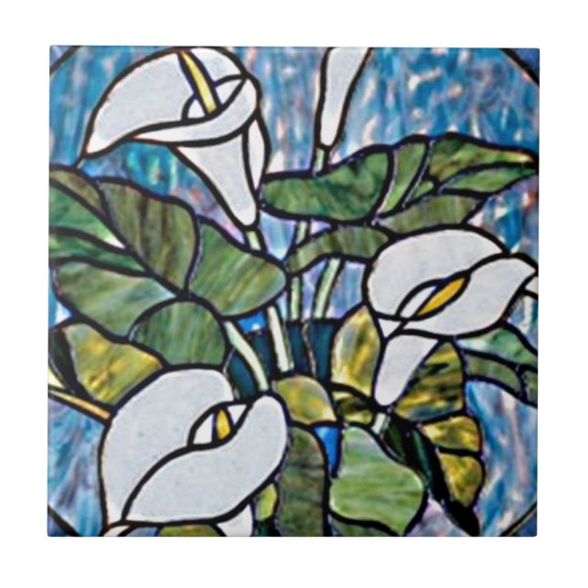 Calla Lilies Stain Glass Look Fliese (Vorderseite)