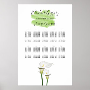 Calla Lilies Watercolor Hochzeitstabelle Poster