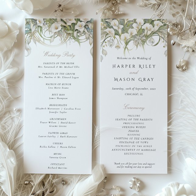 Calla Lilies Wedding Program Pastel Colors Einladung (Von Creator hochgeladen)