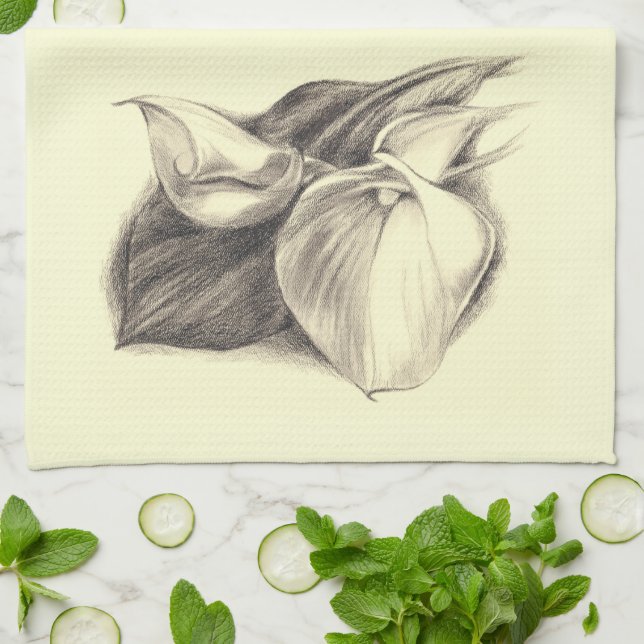 Calla Lilies Zeichnend Küchentuch (Gefaltet)