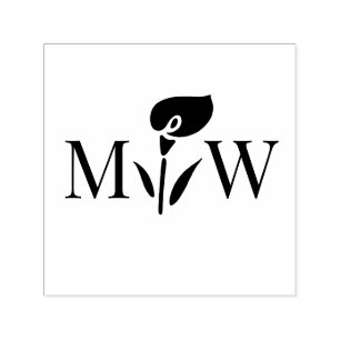 Calla Lily #2 Couple Wedding 2 Initial Monogram Permastempel