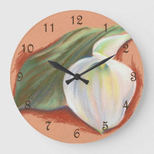Calla Lily and Leaf Große Wanduhr