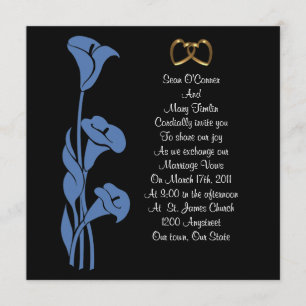 Calla Lily Blue über schwarze Einladung