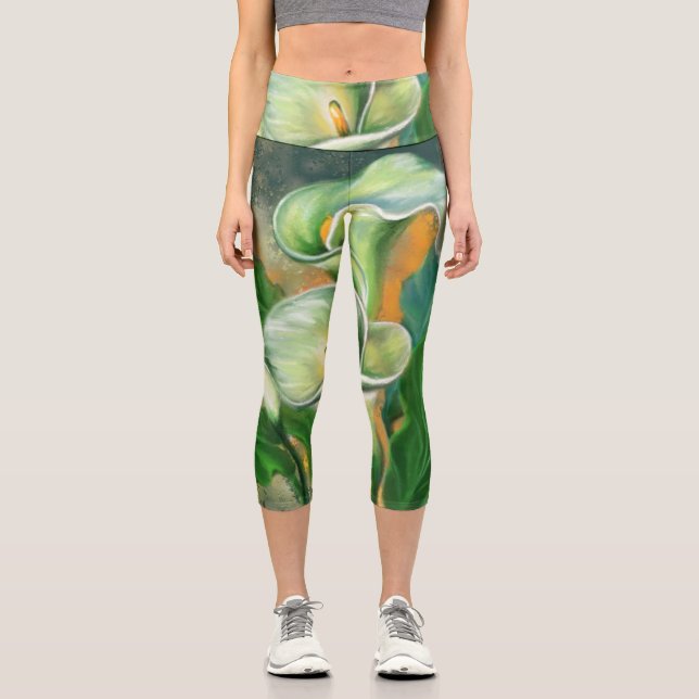 Calla Lily Blume Capri Leggings (Vorderseite)