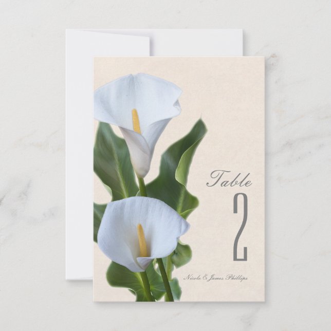 Calla Lily Blume Florenz Elegante Tischnummer (Vorderseite)
