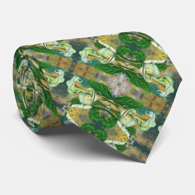 Calla Lily Blume Neck Tie Krawatte (Gerollt)