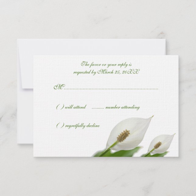 Calla Lily Blume White WedelResponse Cards RSVP Karte (Vorderseite)