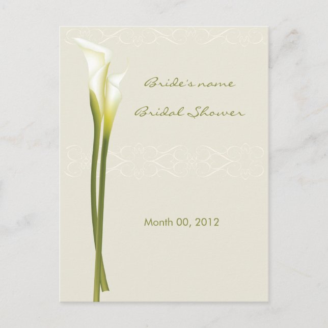 Calla Lily Brautparty Advisor Cards Hinweiskarte (Vorderseite)