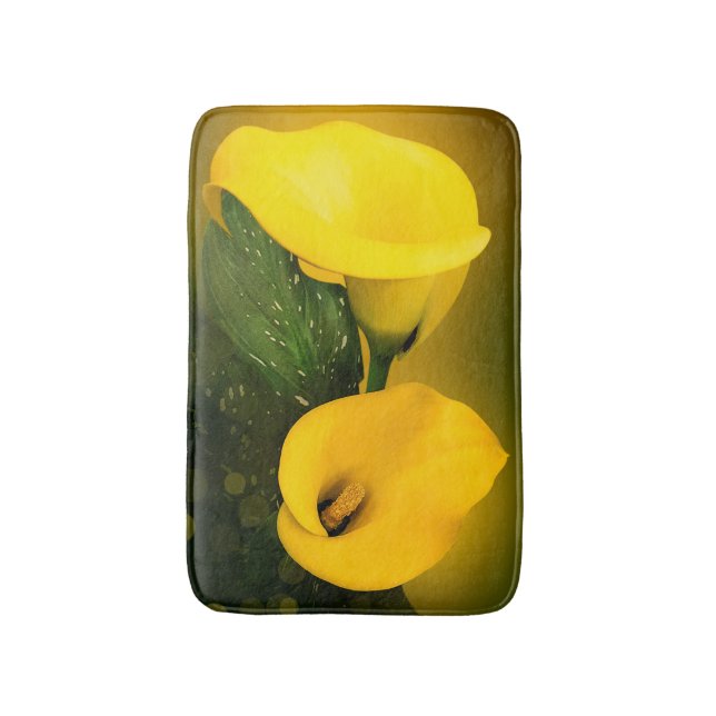 Calla Lily Bright Yellow Blätter Bokeh Badematte (Vorderseite Vertikal)