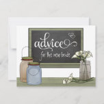 Calla Lily Chalkboard und Mason Jar Advisor Cards Hinweiskarte<br><div class="desc">Dieses Design besticht durch eine beige Maurerkirsche, die mit weißen Calla-Lilien gefüllt ist. Auf dem Eichentisch stehen eine Bräune und ein blauer Kaugummi sowie weitere, ebenfalls auf dem Tisch ruhende Calla Lilien. An der Wand dieses rustikalen, aber eleganten Brautparty-Tickets hängt ein Wandschachtel. Die Rückseite dieses zeitgenössischen Designs zeichnet sich durch...</div>