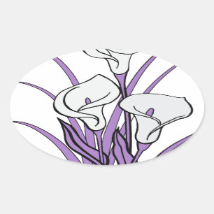 Calla Lily Design Ovaler Aufkleber
