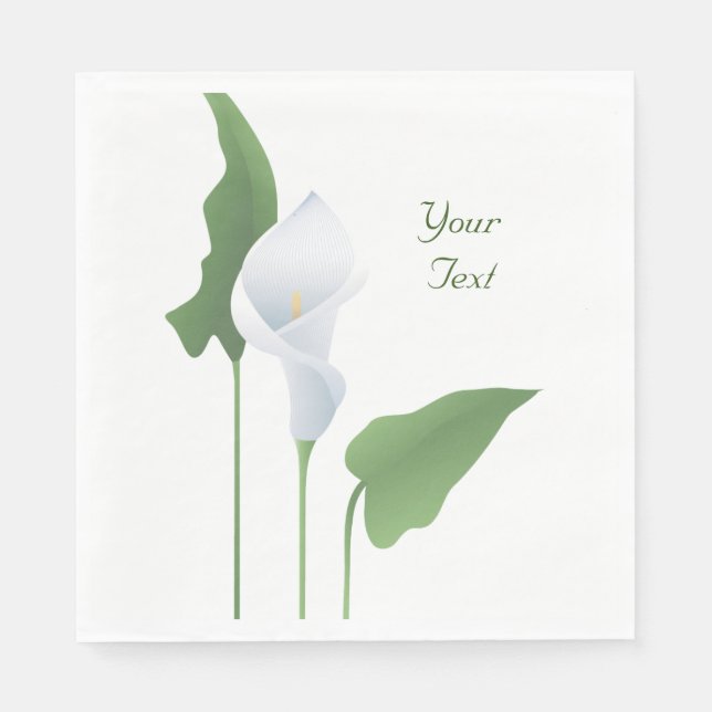 Calla Lily Floral Custom Paper Napkins Serviette (Vorderseite)