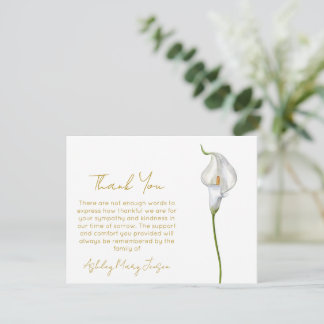 Calla Lily Funeral Thank You Card Bereavement  Dankeskarte