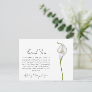 Calla Lily Funeral Thank You Card Bereavement  Dankeskarte