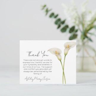 Calla Lily Funeral Thank You Card Bereavement  Dankeskarte