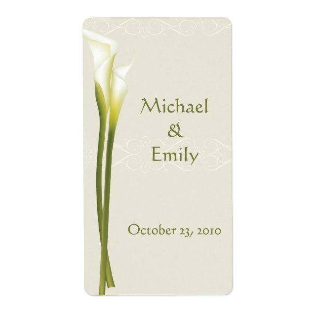 Calla Lily Gastgeschenk Hochzeit Labels (Vorne)