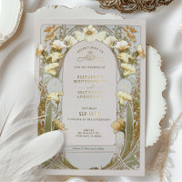 Calla Lily Gold Foil Wedding Einladung von Mucha