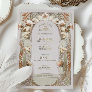 Calla Lily Goldfolie Hochzeitseinladung von Mucha Folieneinladung