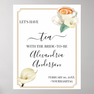 Calla Lily Green Tea Brautparty Begrüßung Poster