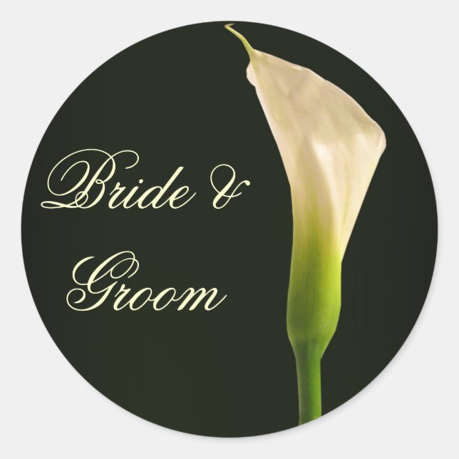 Calla Lily Hochzeitsticker Runder Aufkleber (Vorderseite)