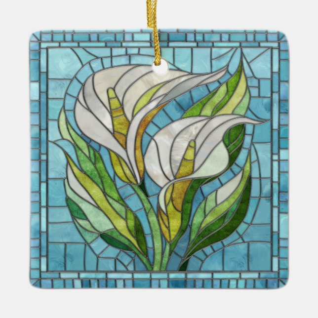 Calla Lily Mosaic Art Keramikornament (Vorderseite)