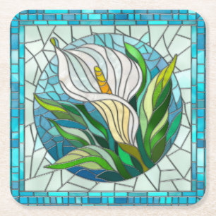 Calla Lily Mosaic Art Rechteckiger Pappuntersetzer