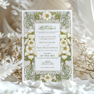 Calla Lily Muslim Wedding Art Nouveau Mucha Einladung