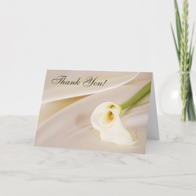 Calla Lily on White Satin, danke! Dankeskarte (Vorderseite)