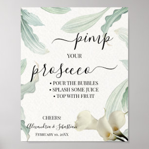 Calla Lily Pimp your Prosecco Brautparty-Schild Poster