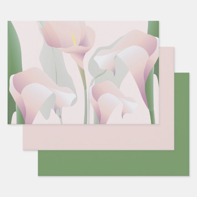 Calla Lily Pink Floral Geschenkpapier Set (Set)