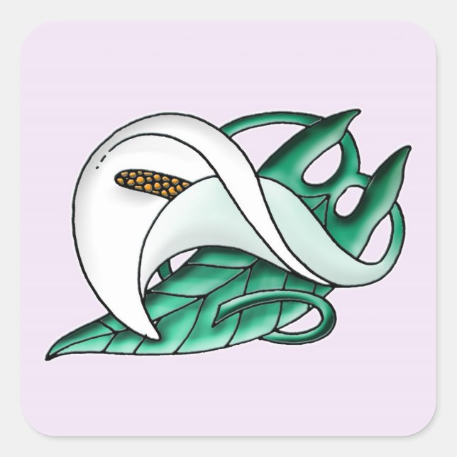 Calla lily quadratischer aufkleber (Vorderseite)