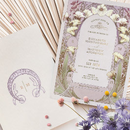 Calla Lily Rose Gold Foil Hochzeit Einladung Mucha