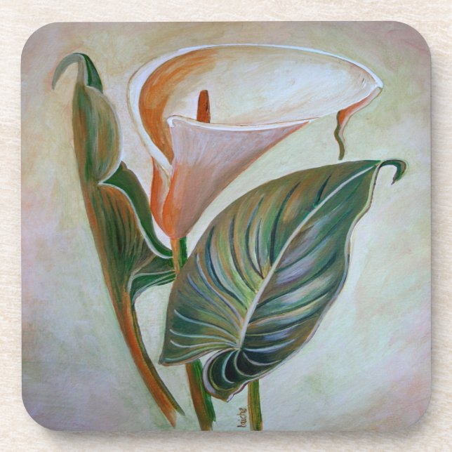 Calla Lily Schöne botanische Kunst Untersetzer (Vorderseite)