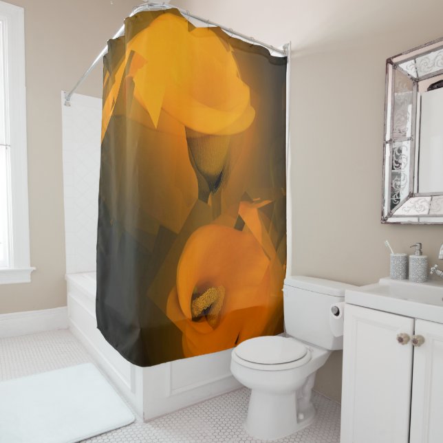 Calla Lily Warm Yellow Cubist Effect Duschvorhang (Beispiel)