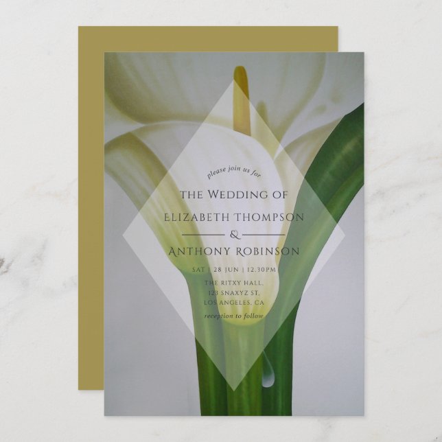 Calla Lily Wedding Einladung (Vorne/Hinten)