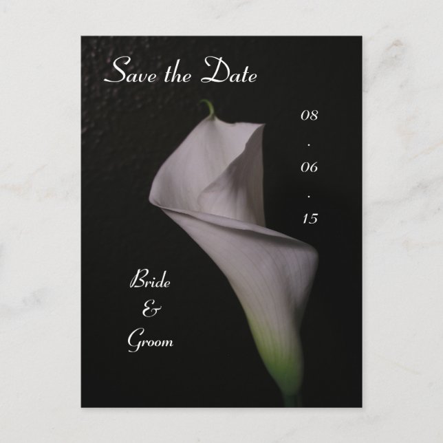 Calla Lily Wedding Save the Date Ankündigungspostkarte (Vorderseite)