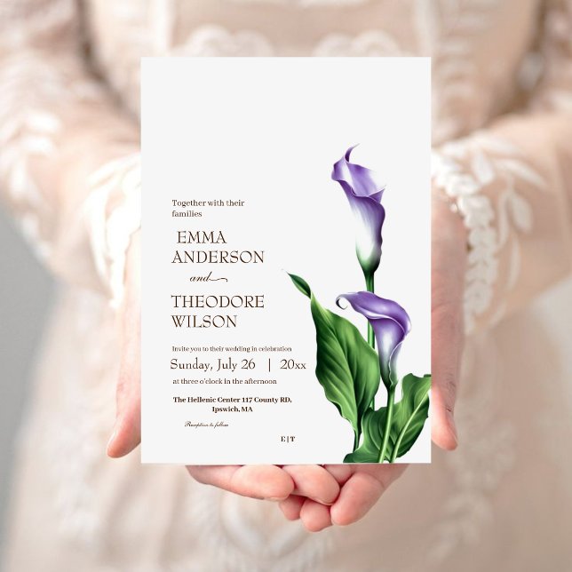 Calla Minimalistisch Modern Beautiful Floral Weddi Einladung (Von Creator hochgeladen)