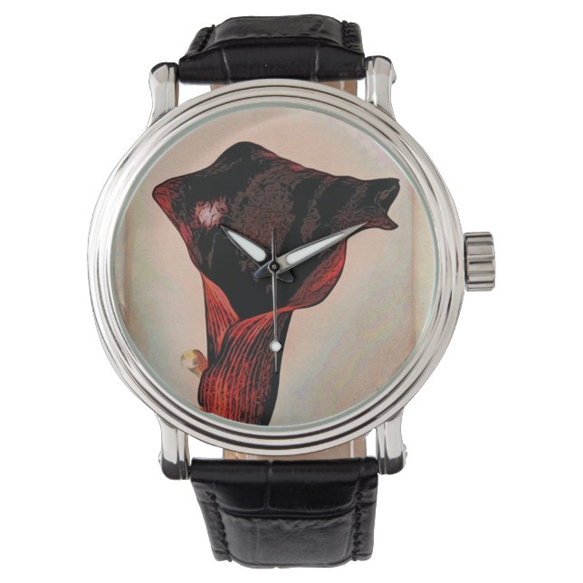 Calla (rot) Lily Watch Armbanduhr (Vorderseite)