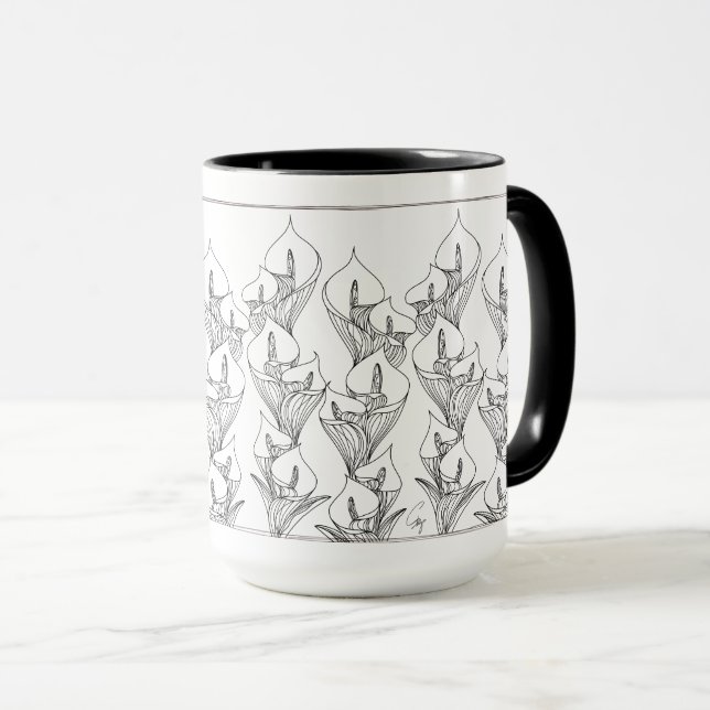 Calla 〜 Schwarze Linie 〜 グ プ ッ プ. Tasse (VorderseiteRechts)