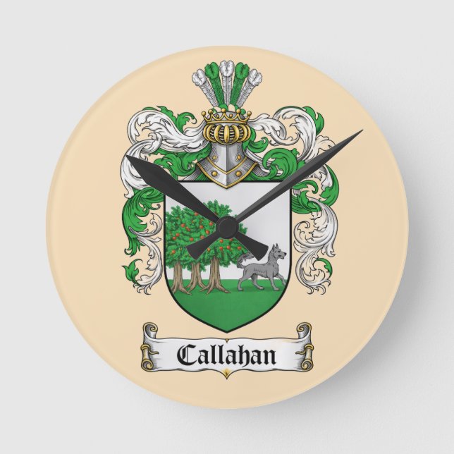 Callahan Coat of Arms Round Clock ( Runde Wanduhr (Vorderseite)